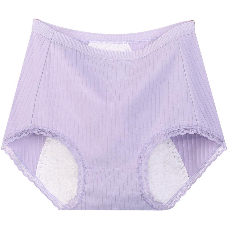 Damen Physiologische Einfarbig Baumwolle Hohe Taille Menstruationsauslaufdicht Menstruationshygiene Unterwäsche