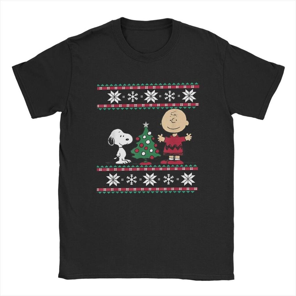 Peanuts Merry Chrismas Snoopy Woodstock TShirt Hipster Men Women Crew Neck Cotton T Shirt Short Sleeve Tees Gift Merchandise
