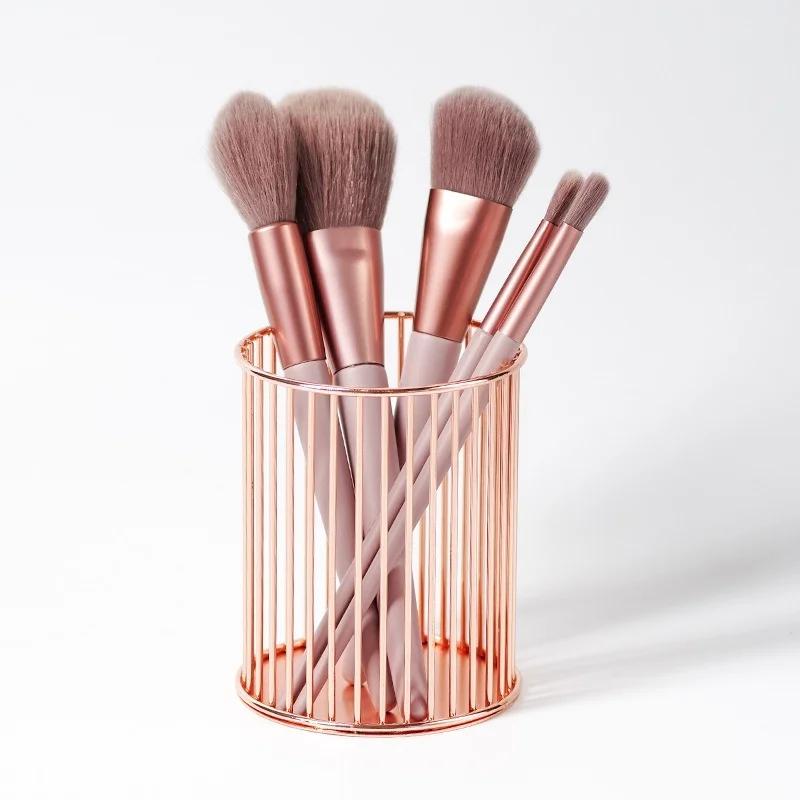 Latest INS Desktop Pen Holder Office School Storage Case Metal Gold Rose Gold Box Desk Pencil Organizer Home Decor Makeup Storage