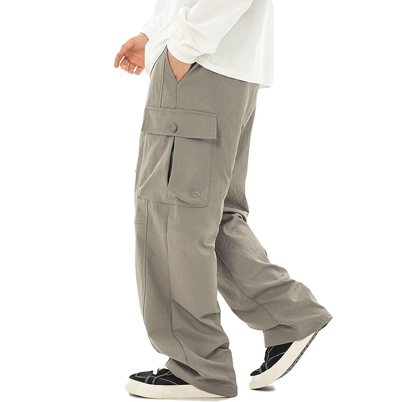 

[WUXZHI] cargo pants men s wide pants outdoor pants work pants Relaxing track pants casual work clothes baggy pants straight quick drying American