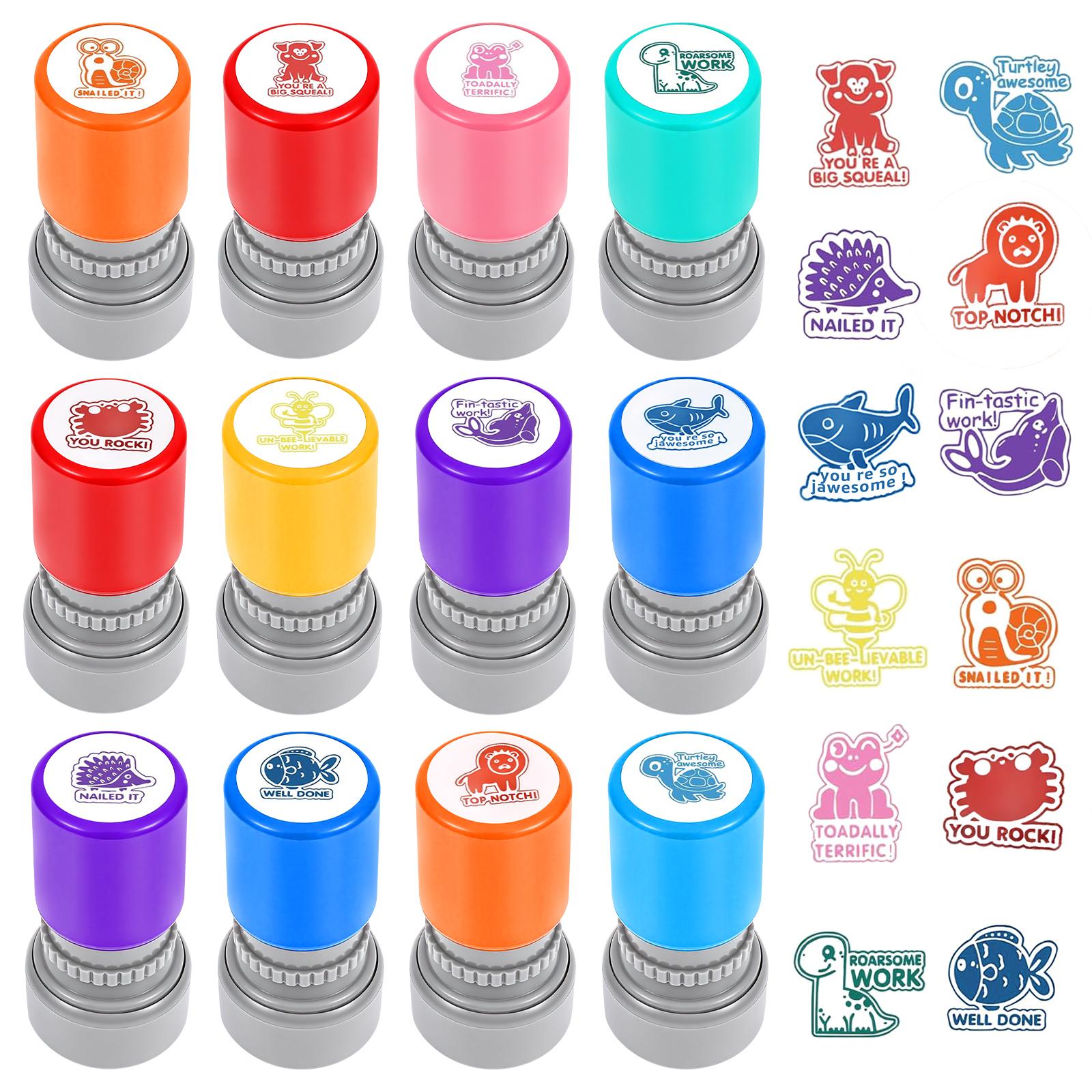 

12 Pcs Encourage Stamp Colorful Cartoon Classroom Stamps Self Inking Motivation Stamps DIY Student Motivation Stamp for Teacher