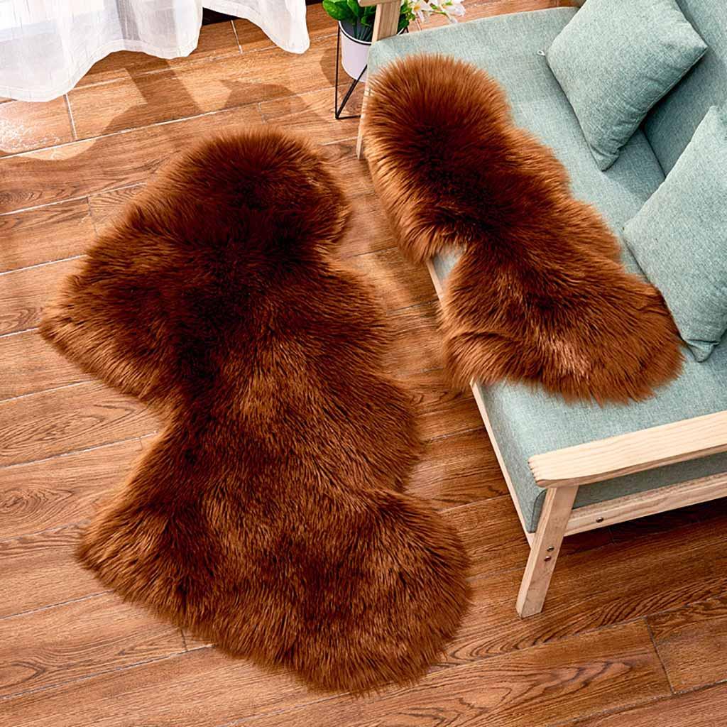 Wool Imitation Sheepskin Rugs Faux Non Bedroom Shaggy Carpet Mats