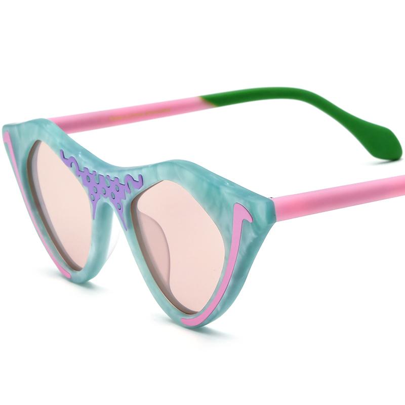 Borregls Multicolor Matte Acetate Polarized Sunglasses Women Cateye Mirrored 2025 New Brand Designer Cat Eye Sun Glasses 19372T Acetate