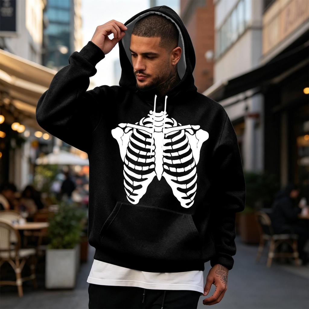 Men's Hooded Halloween Print Hoodie