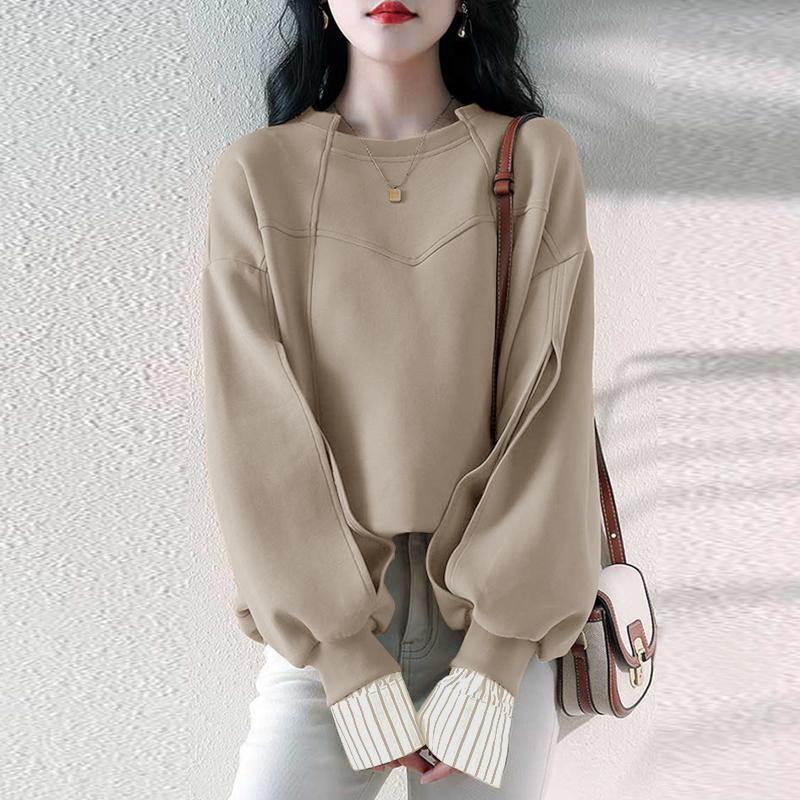 

ZANZEA Жіночі осінні в’язані пуловери з круглим вирізом і довгими рукавами в смужку 3XL хакі