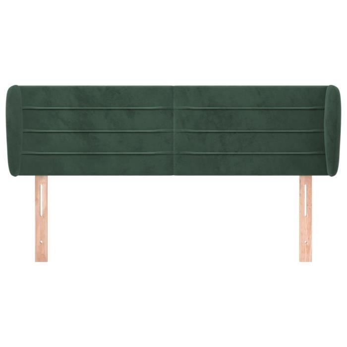 VidaXL Tête de lit avec oreilles Vert foncé 147x23x78-88 cm Velours3117335