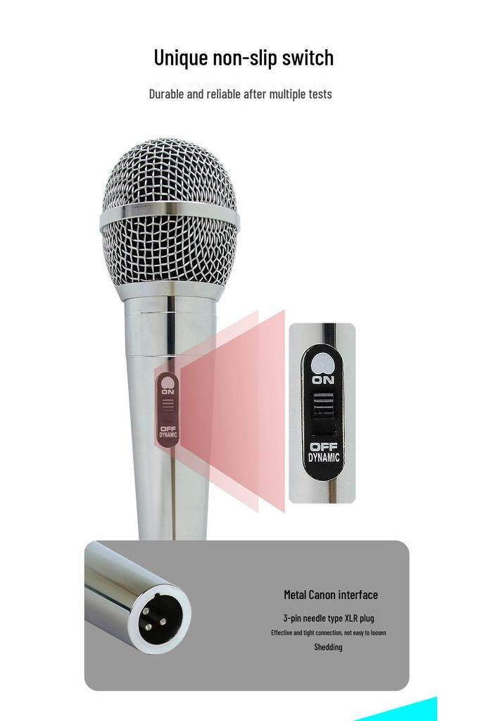 Full Metal Dynamic Wired Microphone for KTV, Live Streaming, and Audio Amplification