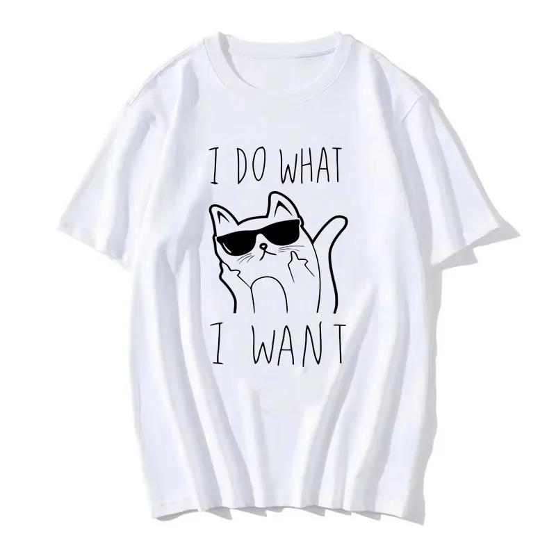 90s Women T Shirt Korean Version Cartoon Cat Group Printed T-Shirt Casual Short Sleeve Couples T-Shirt Funny Cat Streetwear