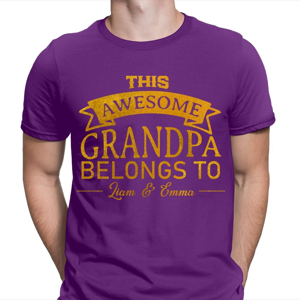 This Awesome Grandpa Belongs To Personalised Fathers Day Birthday T Shirt 2T1A1