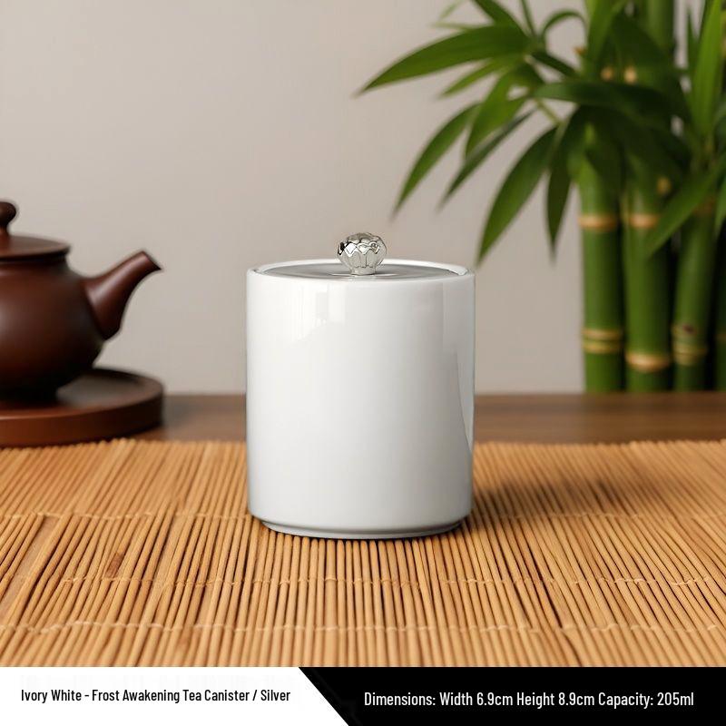 High-End White Porcelain Tea Storage Canister - Exquisite, Sealed, Portable Small Container 