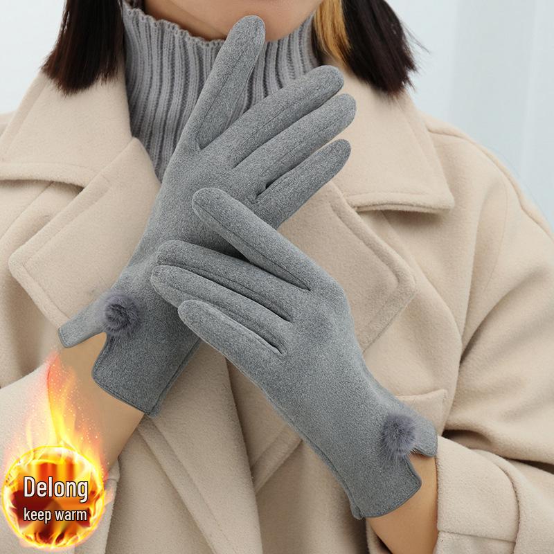 Women's Winter Fingerless Velvet Gloves - Warm, Cute Korean Style for Skiing, Riding, Driving
