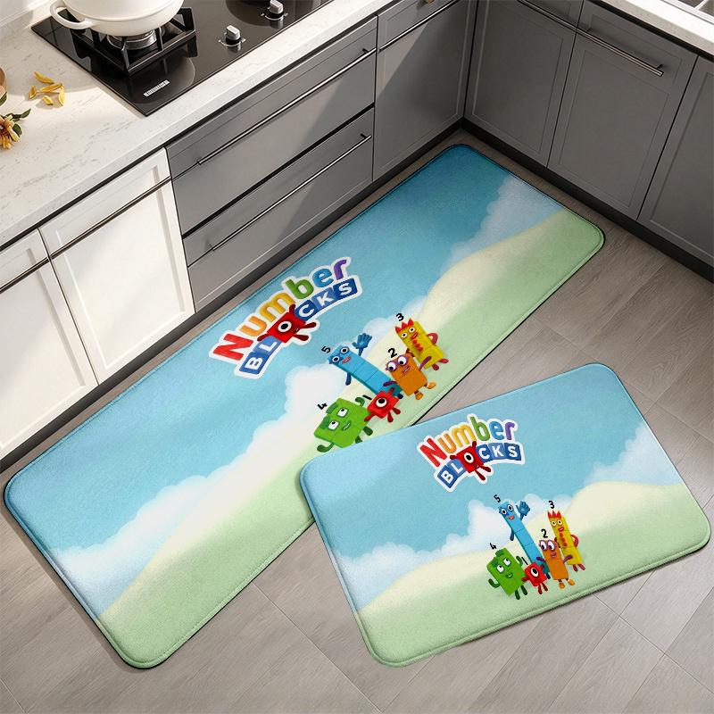 Numberblocks Flannel Kitchen Mat Christmas Soft Area Rug Non Slip Floor Carpet Home Decoration