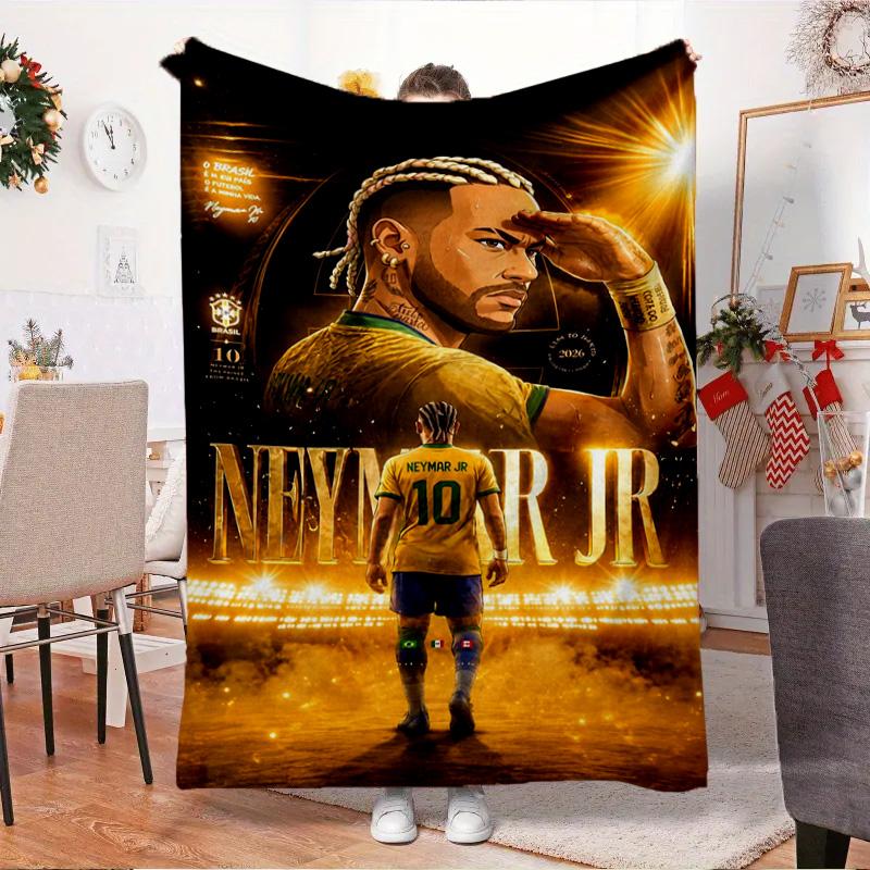 Coperta per Celebrazioni Neymar Coperta in Flanella da Esterno per Campeggio, Escursionismo, Feste in Giardino, Essenziale per Picnic, regalo per famiglia e amici