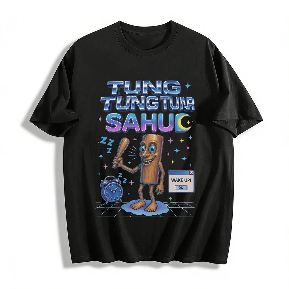 Goofy Anthropomorphic Stick Wake Up Graphic Print T-Shirt Pure cotton T-shirt XXS