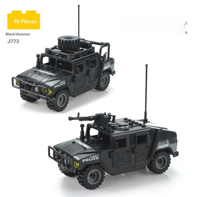 Compatible Children Assemble Model Car Off Road Jeep Assemble Toy Hummer Car Boy Military Building Block Gift