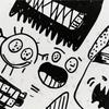 Fun Cartoon Monsters Print Waterproof Shower Curtain For Bathroom, Black & White Design High-End Toilet Partition Curtain