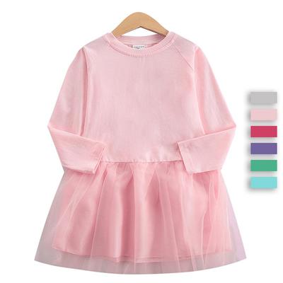 Stylish Spring & Autumn Long-Sleeved Dresses for Girls with Custom Mesh Skirts