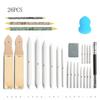 24-Piece Sketching Toolkit: Carbon Sticks, Highlight Paper, Erasers, Frosted Board, and Eternal Pencil