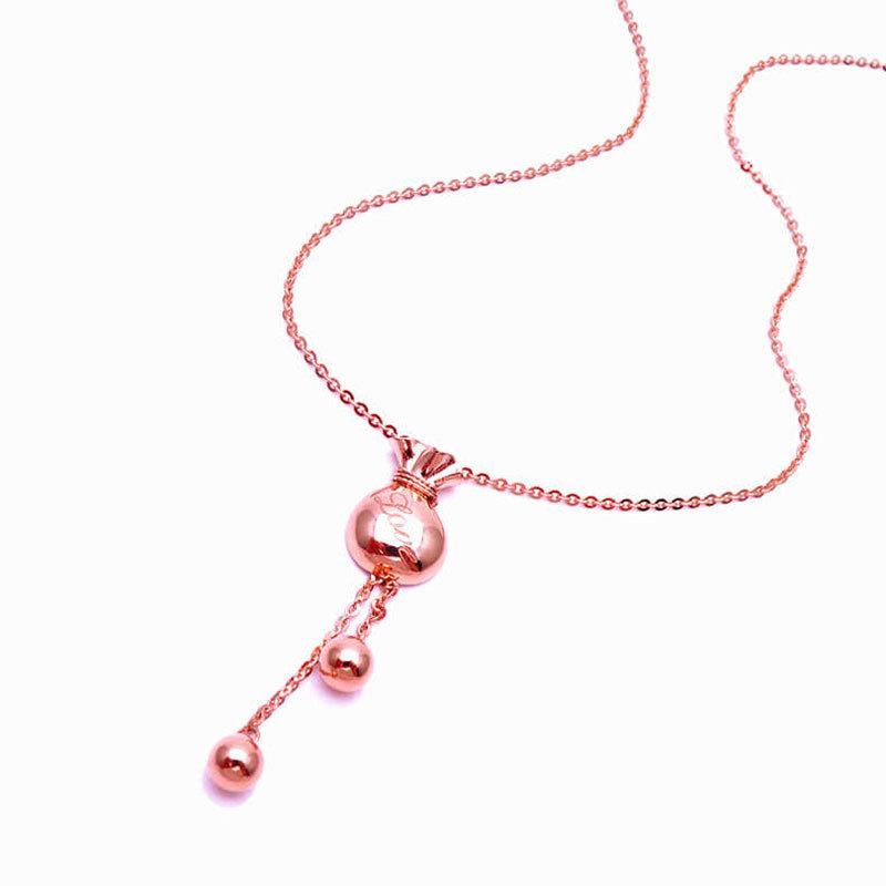 Purple Gold Letter Money Bag Plated With Rose Gold Exquisite Temperament Colored Gold Women'S Necklace