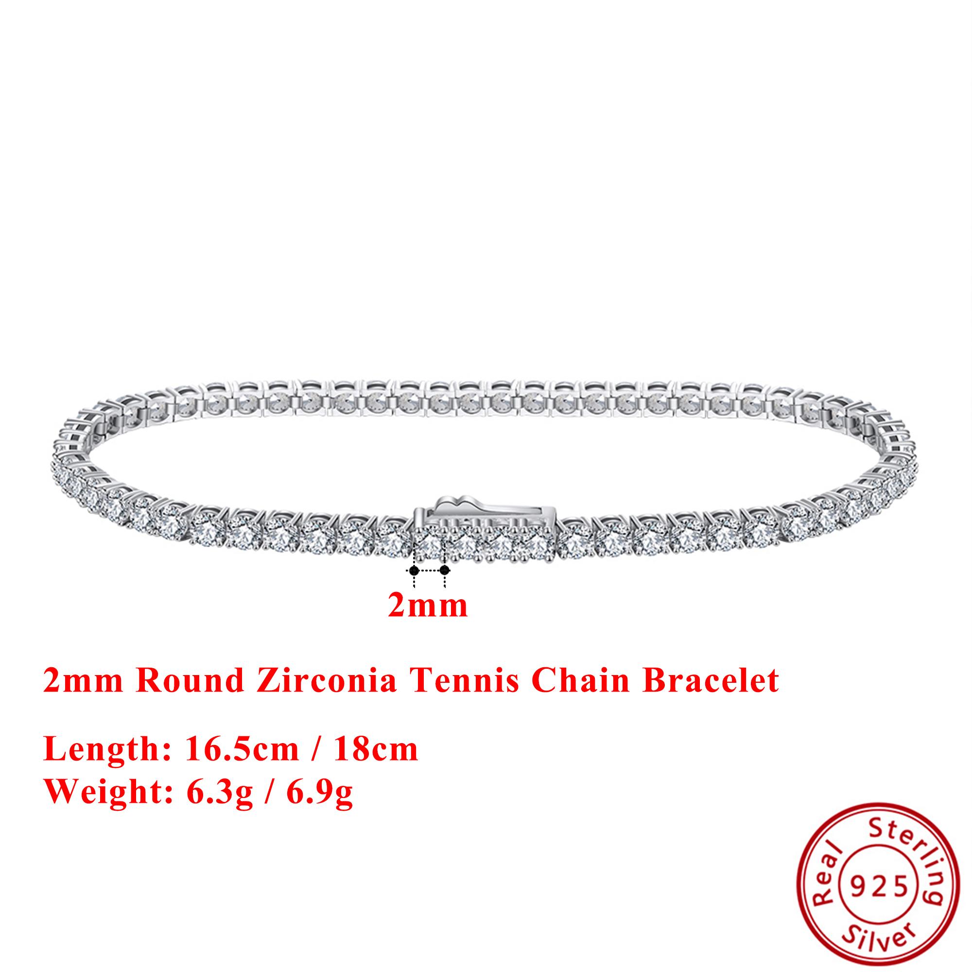 

EFFIE QUEEN Round Cubic Zircon Bracelet 925 Sterling Silver Tennis Stackable Bracelets for Women Men Daily Fashion Jewelry SB128 16.5cm