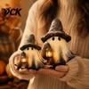 Atmosphärische Halloween-Partyartikel Geist Hexenhut Harzfigur mit LED-Laterne, Vintage Hexe Dekorative Laterne für Spukhaus Halte-Lampe
