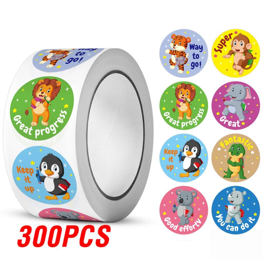 100-500pcs Reward Label Cartoon Animal Sticker Thank You Cute Game Sticker DIY Gift Sealing Label Decoration Supple