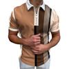 Polo Collar Summer Casual Khaki Striped T Shirt Men Tops