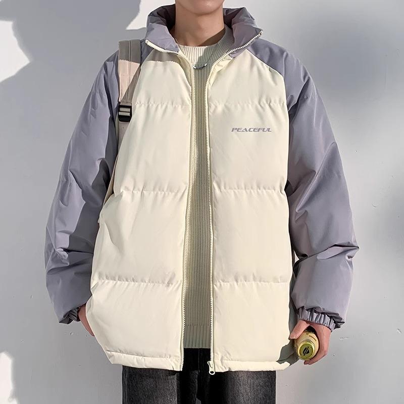 

Striped thickened down cotton-padded jacket for men s winter new winter trendy brand jacket warm bread cotton-padded jacket 3XL