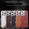 360 Rotating Bracket Luxury Magnetic Stand Ring Leather Case For iPhone 16 Pro Max 15 14 13 12 Magsafe Wireless Charging Cover