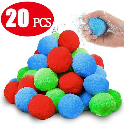 20 stücke Wiederverwendbare Wasserbälle Kinder Saugfähigen Baumwolle Splash Soaker Bälle Sommer Outdoor Wasser Kampf Spiel Spielzeug Junge Mädchen Wasser Bombe