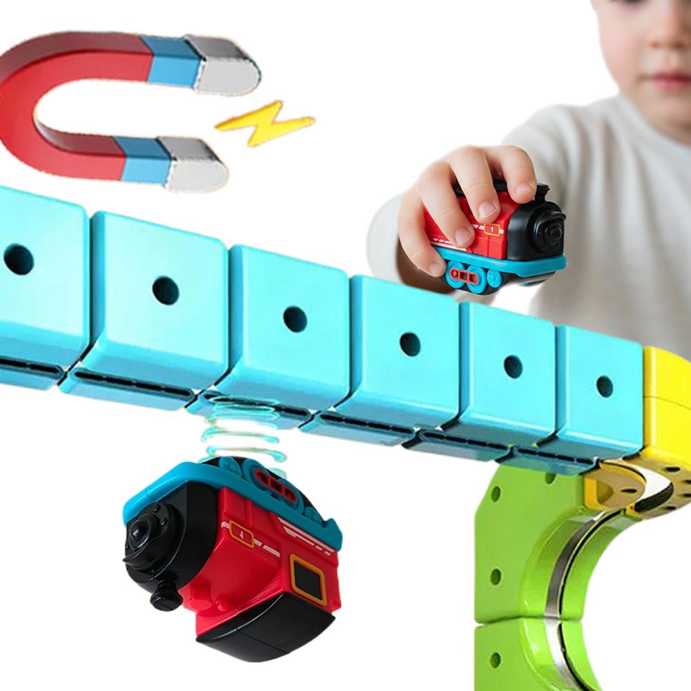 Versatile Magnetic Assembled Rail Car Front Toy Children's Educational Electric Track Car Toys Building Tracks Cube Rails Toys