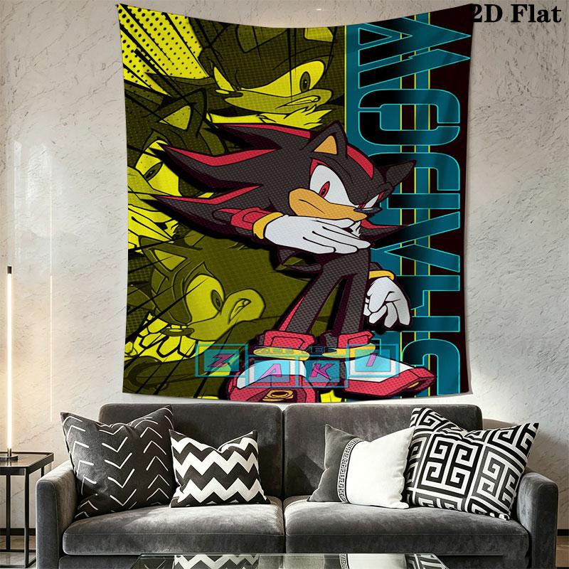 Hedgehog Sonic Whiz Wall Hanging Printed Fabric Blanket Decorative Tapestries for Bedroom Living Room Home Decor