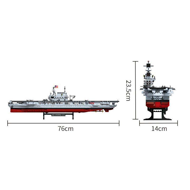 1883PCS Military Battleship Series USS CV-6 ENTERPRISE Crusier Model World War II Building Blocks Boat Bricks Toys Kids Gifts