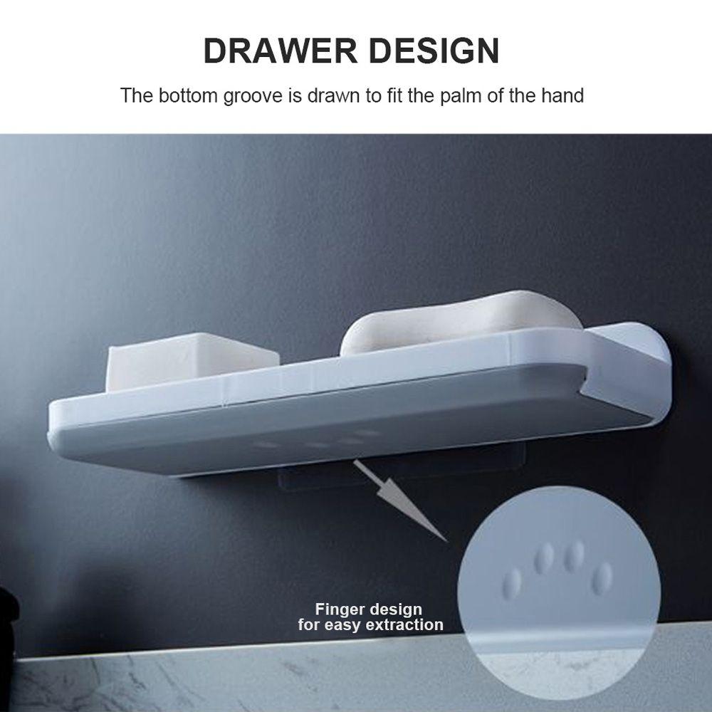 Bathroom Drain Wall Mounted Tray Double Grid Storage Rack Soap Dishes Hanging Shelf Soap Holder