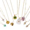 Stainless Steel 18K Gold-plated Colorful Crystal Pendant Necklace, Fashionable and Personalized Jewelry