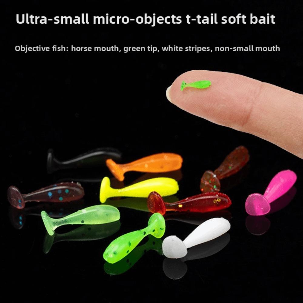 60pcs T Tail Fishing Soft Lures 1.0cm Floating Minnow Baits Minnow Lures  Fishing