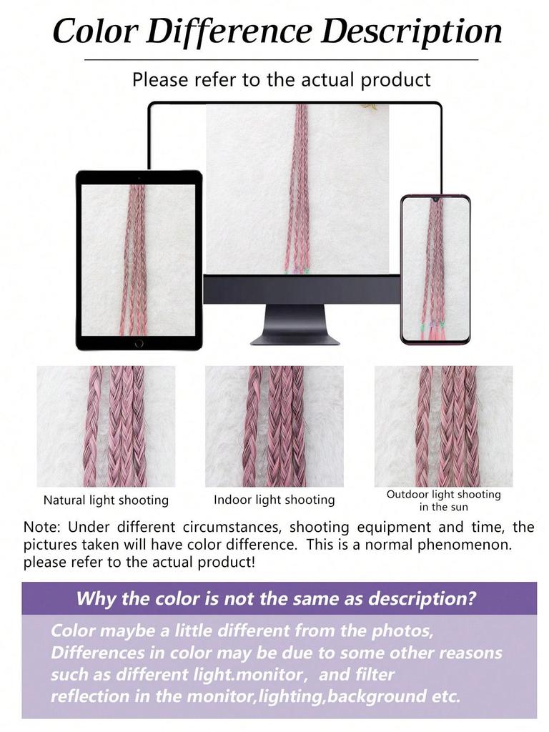 Synthetische Haarteile 20-Zoll-Pferdeschwanz Farbige Zöpfe Haarverlängerungen Mit Gummibändern Regenbogen Geflochtene Accessoires Für Frauen Party Highlights Cosplay