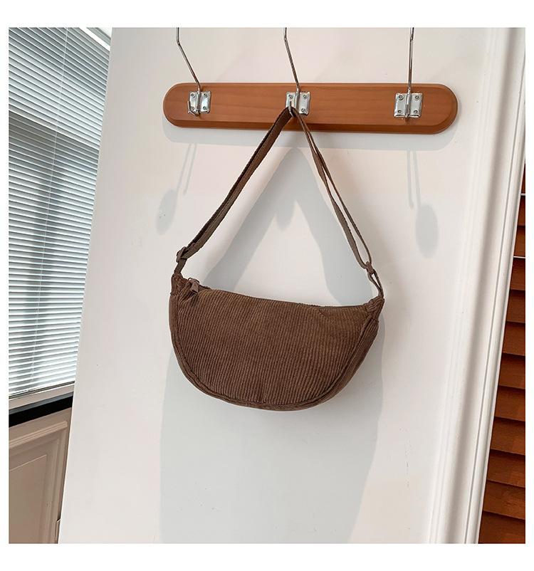 Corduroy Messenger Bag Women's New Trendy Shoulder Small Satchel Dumpling Bag Lightweight Armpit Bag