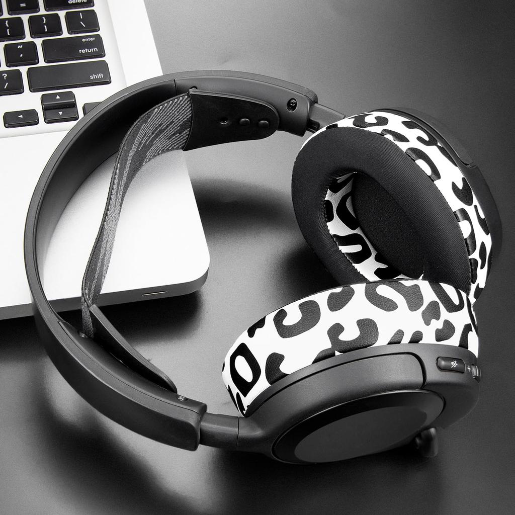SOULWIT Cooling Gel Ear Pads for Steelseries Arctis Nova Pro Nova Replacement Ear Steelseries Headset Foam Head Thick Cooling Pads Snow Leopard Print