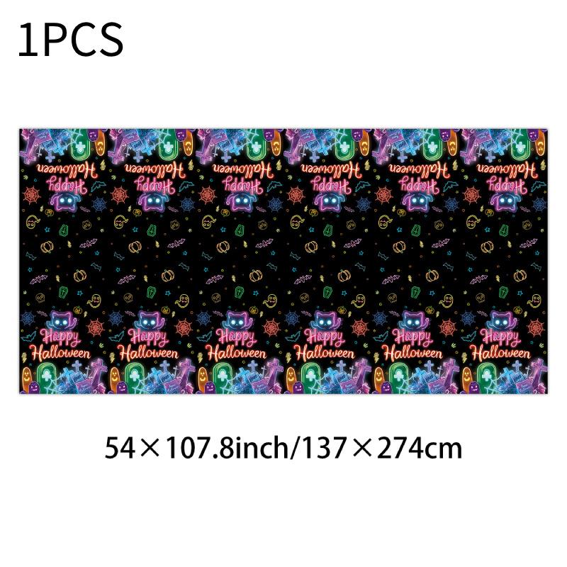 Party Halloween Tableware Set Luminous Plate Cups Napkins Tablecloth Celebration