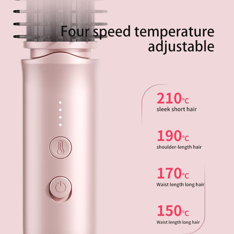 Charging Wireless Hair Curler 2 In 1 Straightening Curling Comb Portable Fluffy High Cranial Top Hair Styling Tool