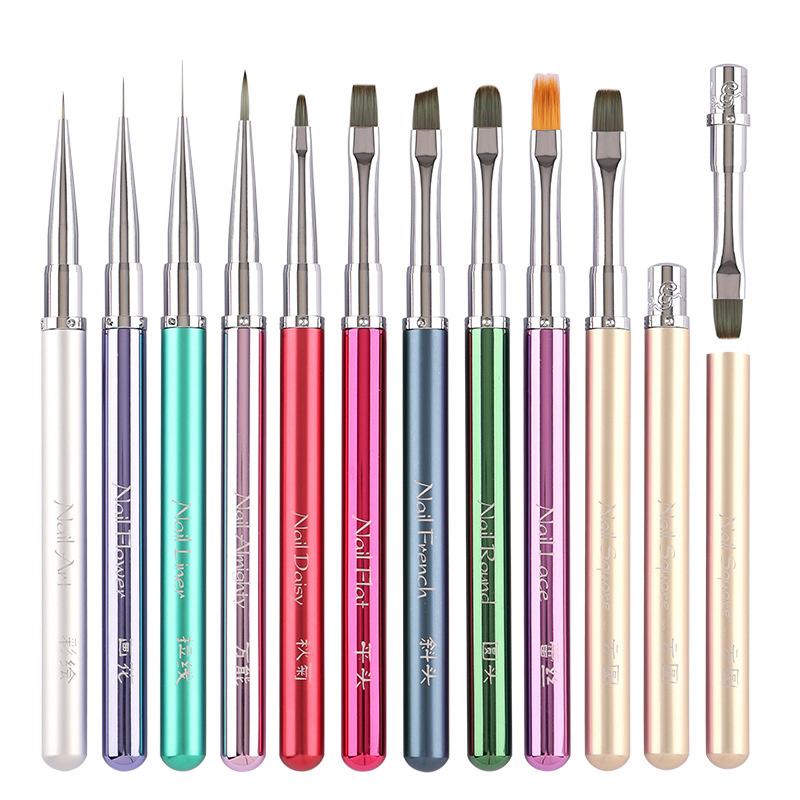 Nail Uv Gel Nail Brush Liner Diy Painting Pen Manicure Metal Drawing Brush For Nail Art Design Nails Tip Display Painting Tool
