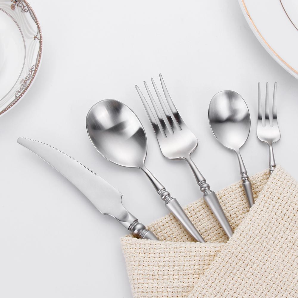 24/30Pcs Gold Cutlery Dinner Set Matte Knife Fork Spoon Stainless Steel Western Tableware Mirror Sliverware Kitchen Utensils