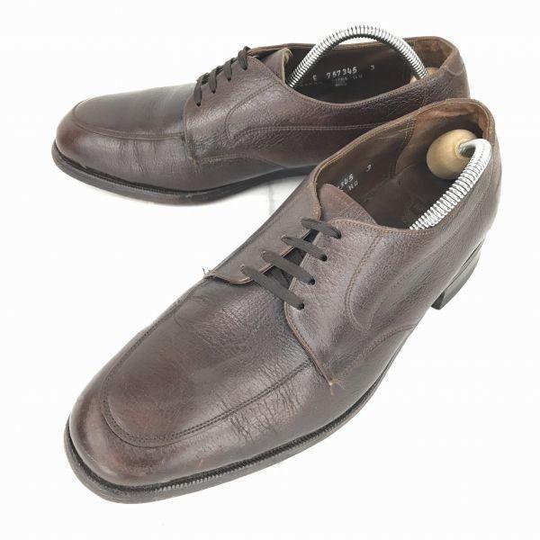 

80s-90s Vintage USA FLORSHEIM leather U-tip 25.5 dark brown grain dress business shoes(USED)