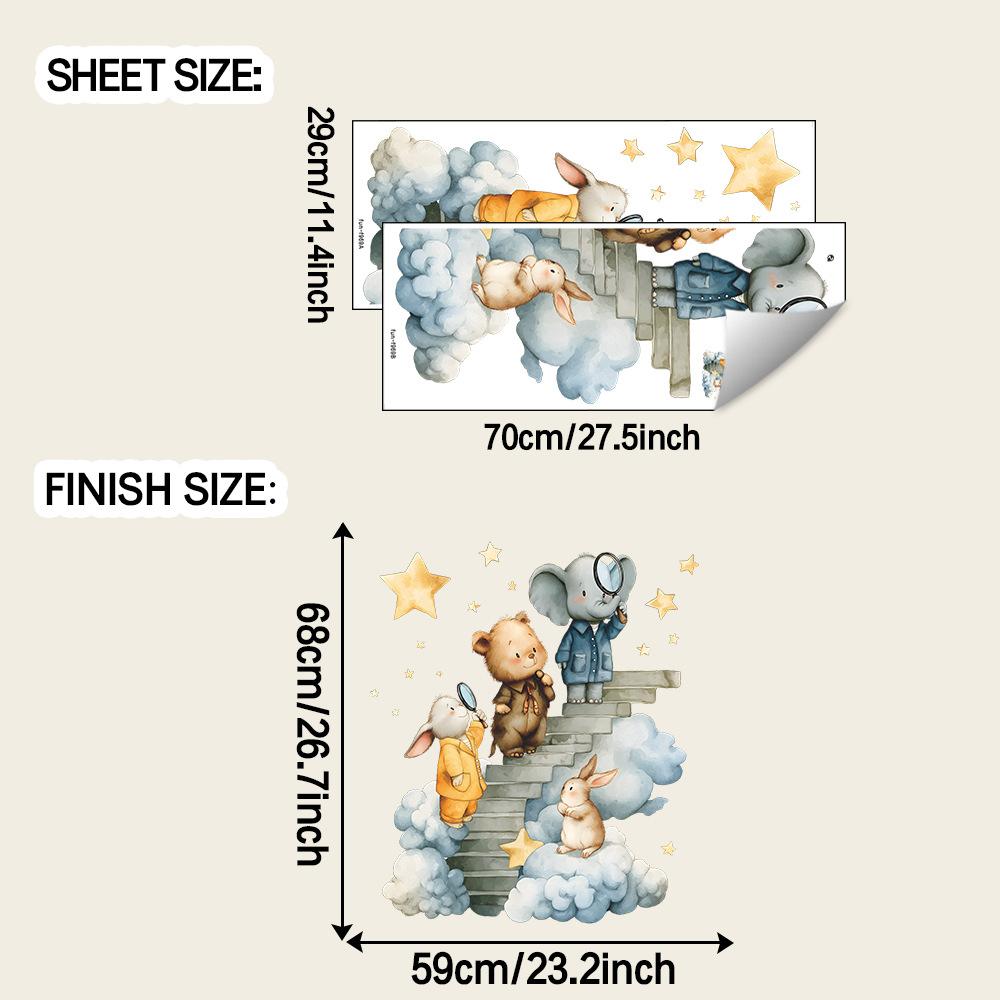 

Мультяшные Мультяшные Животные Наблюдающие за Звездами для Украшения и Благоустройства Детской Спальни Наклейки на Стену
