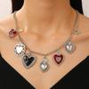 Vintage Sacred Heart Silver Pendant Necklace & Earrings Set for Women