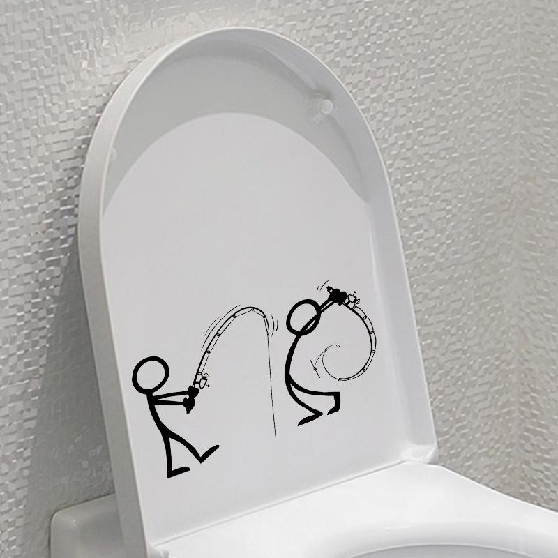 Lustige Toilettenaufkleber, schwarz-weiß, für Badezimmer, Sitz, Tank, Wand, wasserdichtes Vinyl