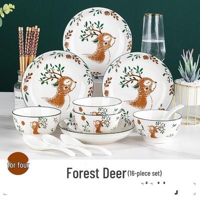 Yu Yi Angel Forest Deer 16-Piece Ceramic Dinnerware Set