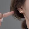 E1504 S999 Silver Elk Stud Earrings: Christmas Twist Screw Bean Design