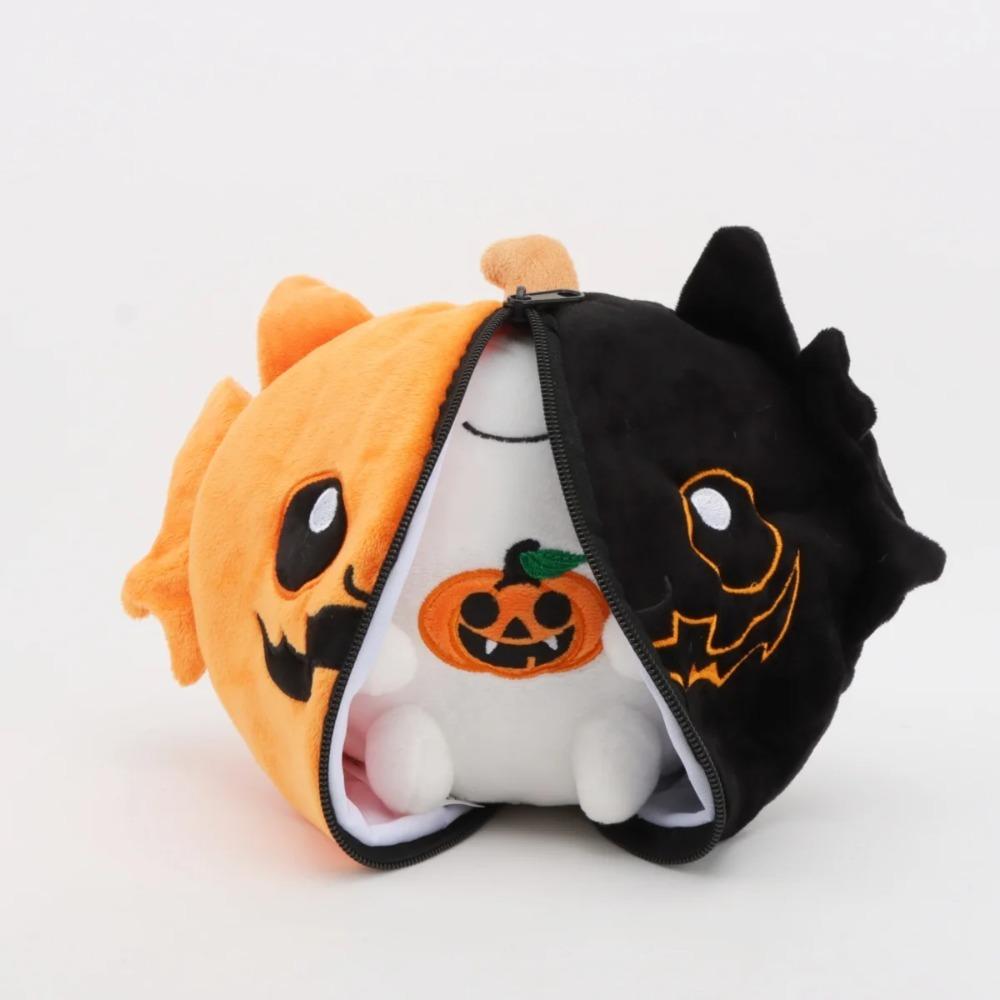 Cute Halloween Pumpkin Bat Plush Toy Transformable Stuffed Animal Magical 2-in-1 Kawaii Bat/Pumpkin Hybrid Plushie Gift for Kids